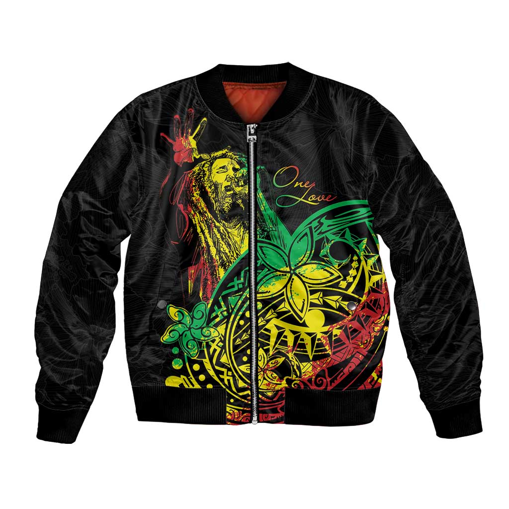 Personalised Reggae Jawaiian Festive Bomber Jacket Mix Polynesian