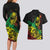 Personalised Reggae Jawaiian Festive Couples Matching Long Sleeve Bodycon Dress and Hawaiian Shirt Mix Polynesian