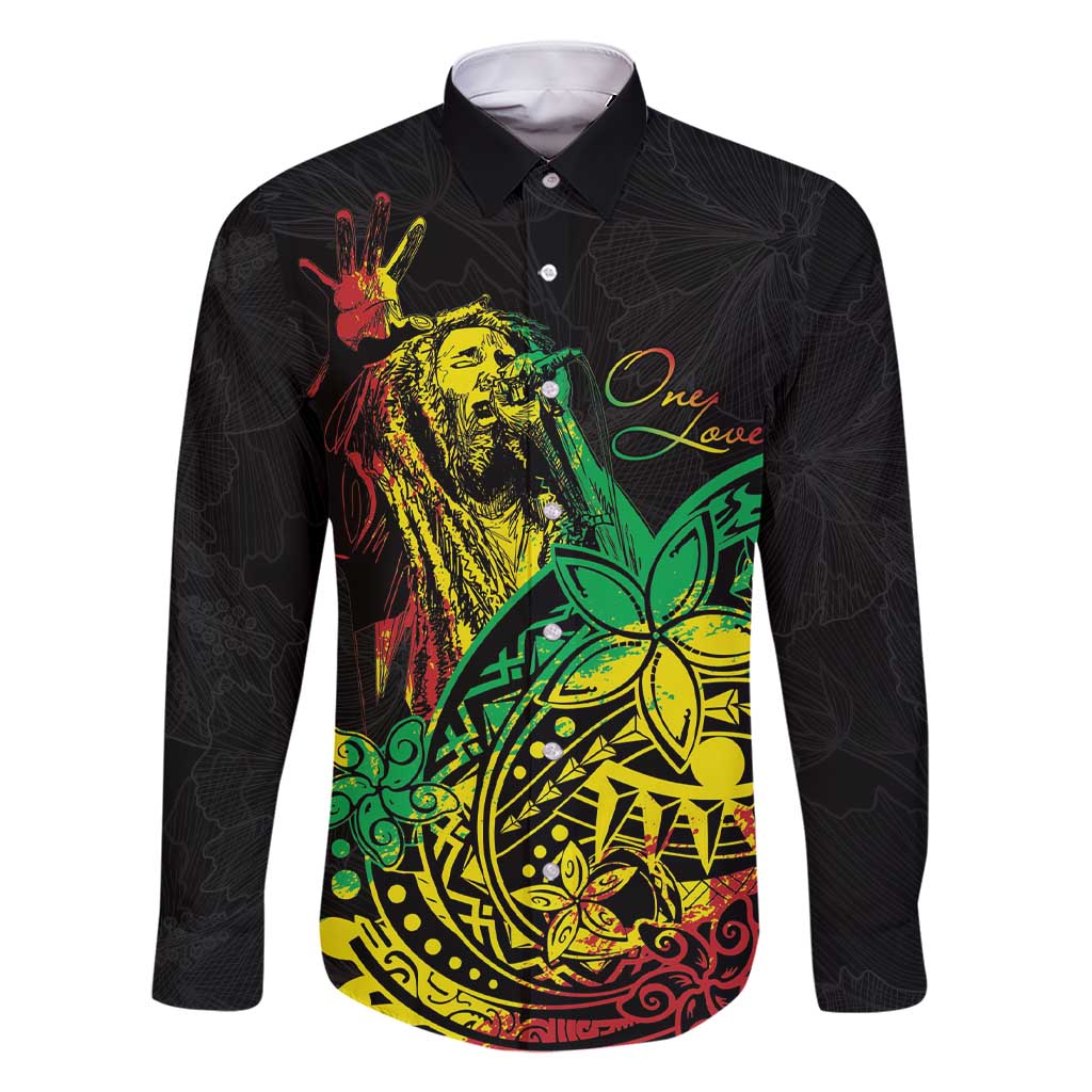 Personalised Reggae Jawaiian Festive Family Matching Short Sleeve Bodycon Dress and Hawaiian Shirt Mix Polynesian LT7 Dad's Shirt - Long Sleeve Reggae - Polynesian Pride