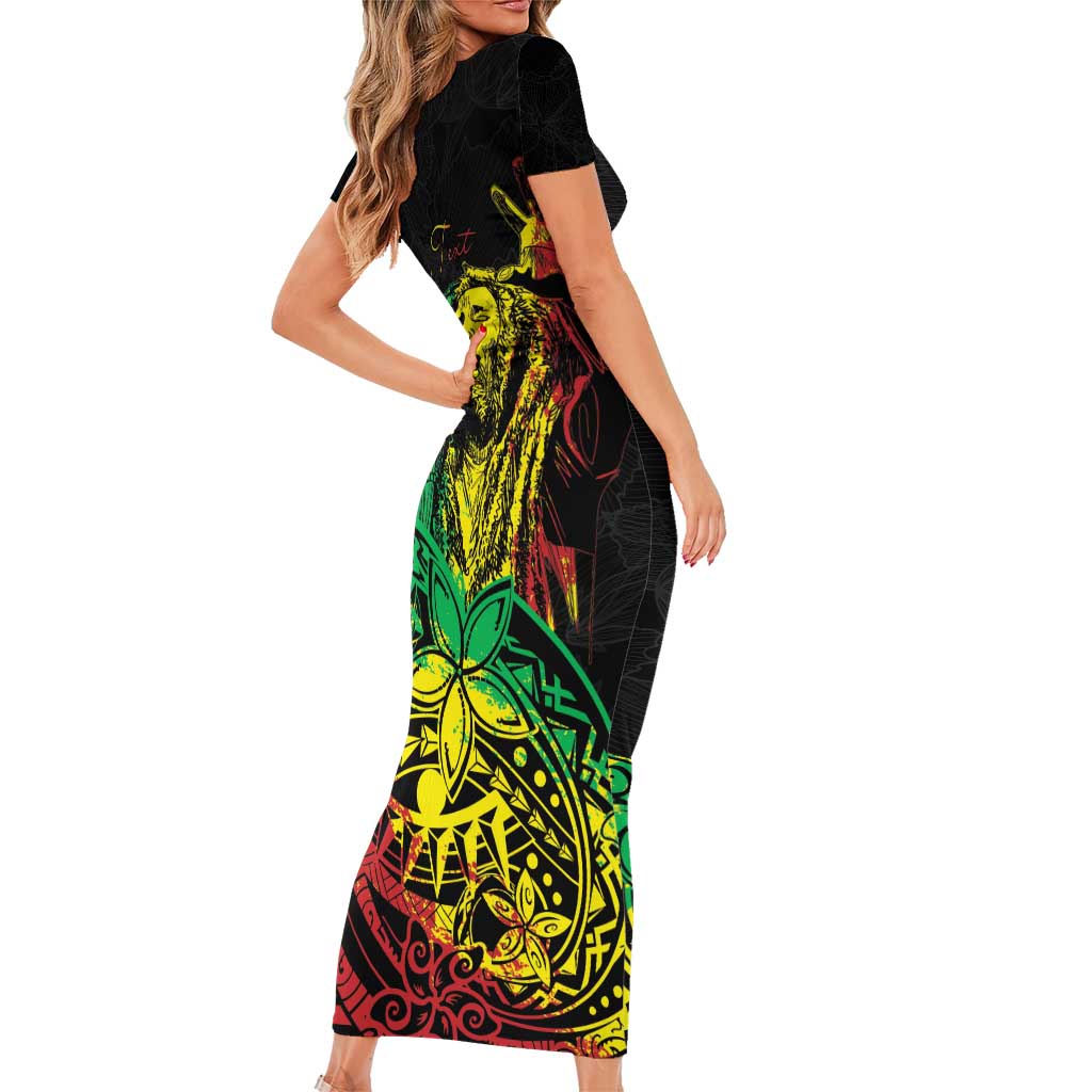 Personalised Reggae Jawaiian Festive Family Matching Short Sleeve Bodycon Dress and Hawaiian Shirt Mix Polynesian LT7 - Polynesian Pride