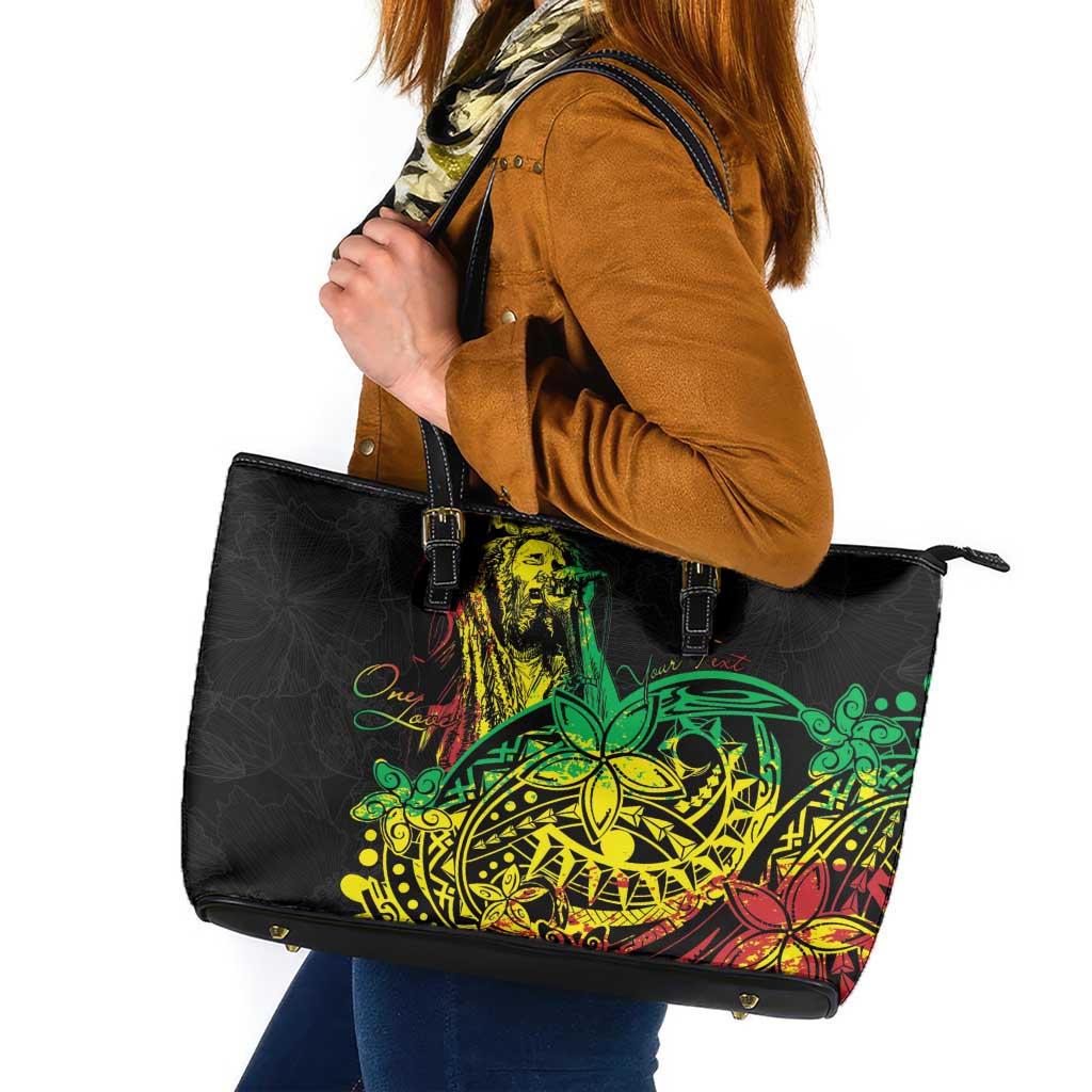 Personalised Reggae Jawaiian Festive Leather Tote Bag Mix Polynesian