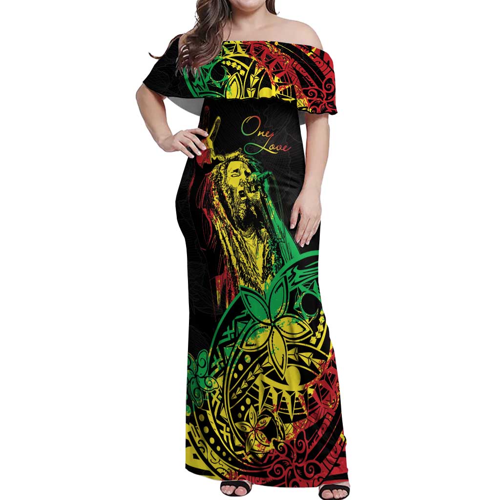 Personalised Reggae Jawaiian Festive Off Shoulder Maxi Dress Mix Polynesian LT7 Women Reggae - Polynesian Pride