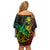 Personalised Reggae Jawaiian Festive Off Shoulder Short Dress Mix Polynesian