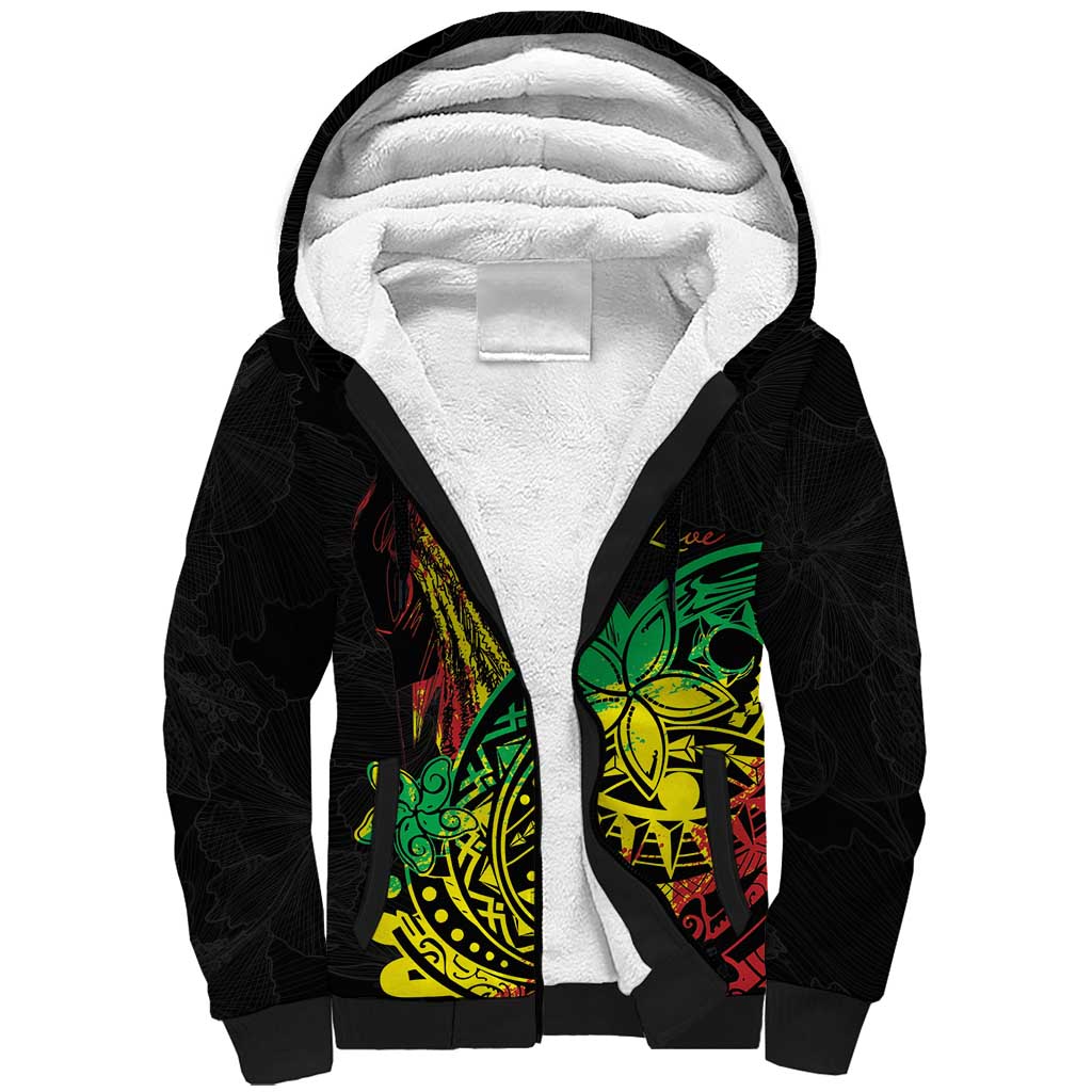 Personalised Reggae Jawaiian Festive Sherpa Hoodie Mix Polynesian