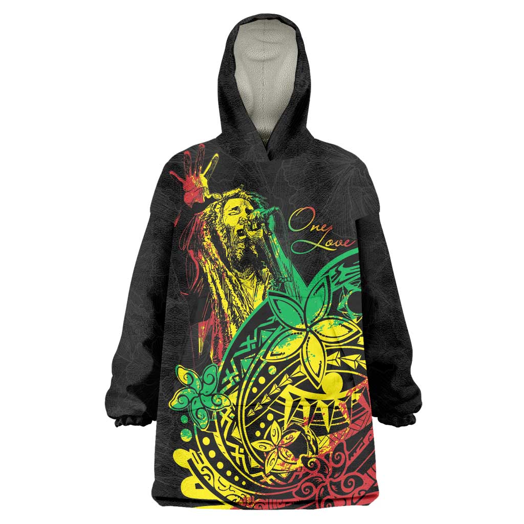 Personalised Reggae Jawaiian Festive Wearable Blanket Hoodie Mix Polynesian LT7 One Size Reggae - Polynesian Pride