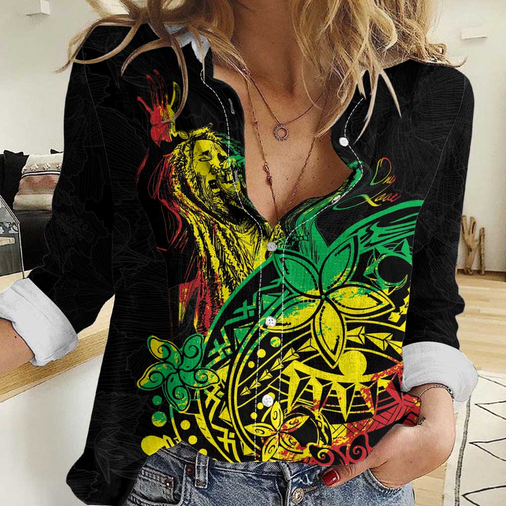 Personalised Reggae Jawaiian Festive Women Casual Shirt Mix Polynesian LT7 Female Reggae - Polynesian Pride