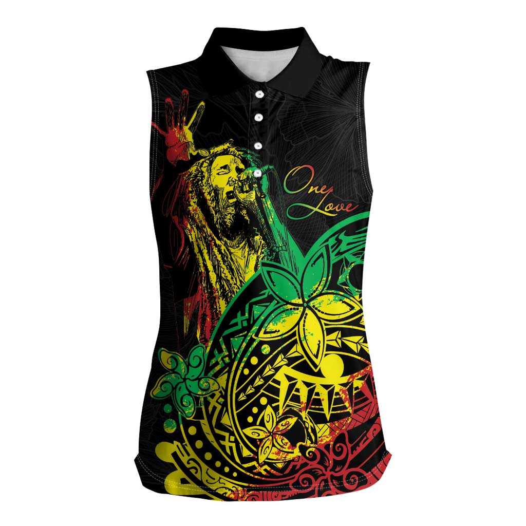 Personalised Reggae Jawaiian Festive Women Sleeveless Polo Shirt Mix Polynesian LT7 Female Reggae - Polynesian Pride