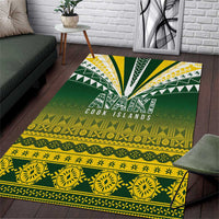 Cook Islands Rugby Area Rug Kuki Avaiki LT7 Yellow Green - Polynesian Pride