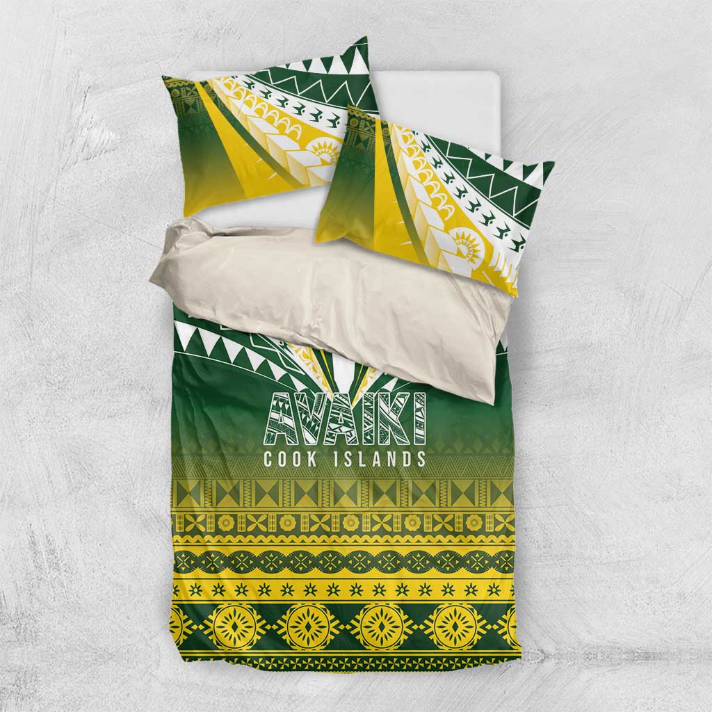Cook Islands Rugby Bedding Set Kuki Avaiki LT7 US Twin 172cm x 218cm Yellow Green - Polynesian Pride