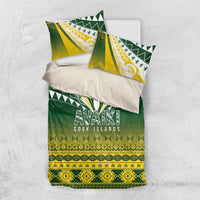Cook Islands Rugby Bedding Set Kuki Avaiki LT7 US Twin 172cm x 218cm Yellow Green - Polynesian Pride