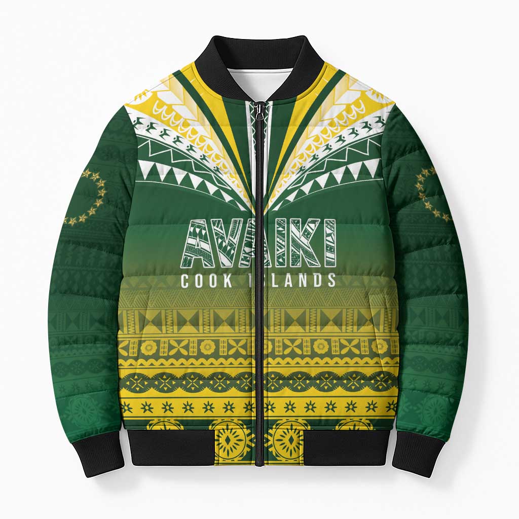 Cook Islands Rugby Custom Bomber Puffer Jacket Kuki Avaiki - Polynesian Pride
