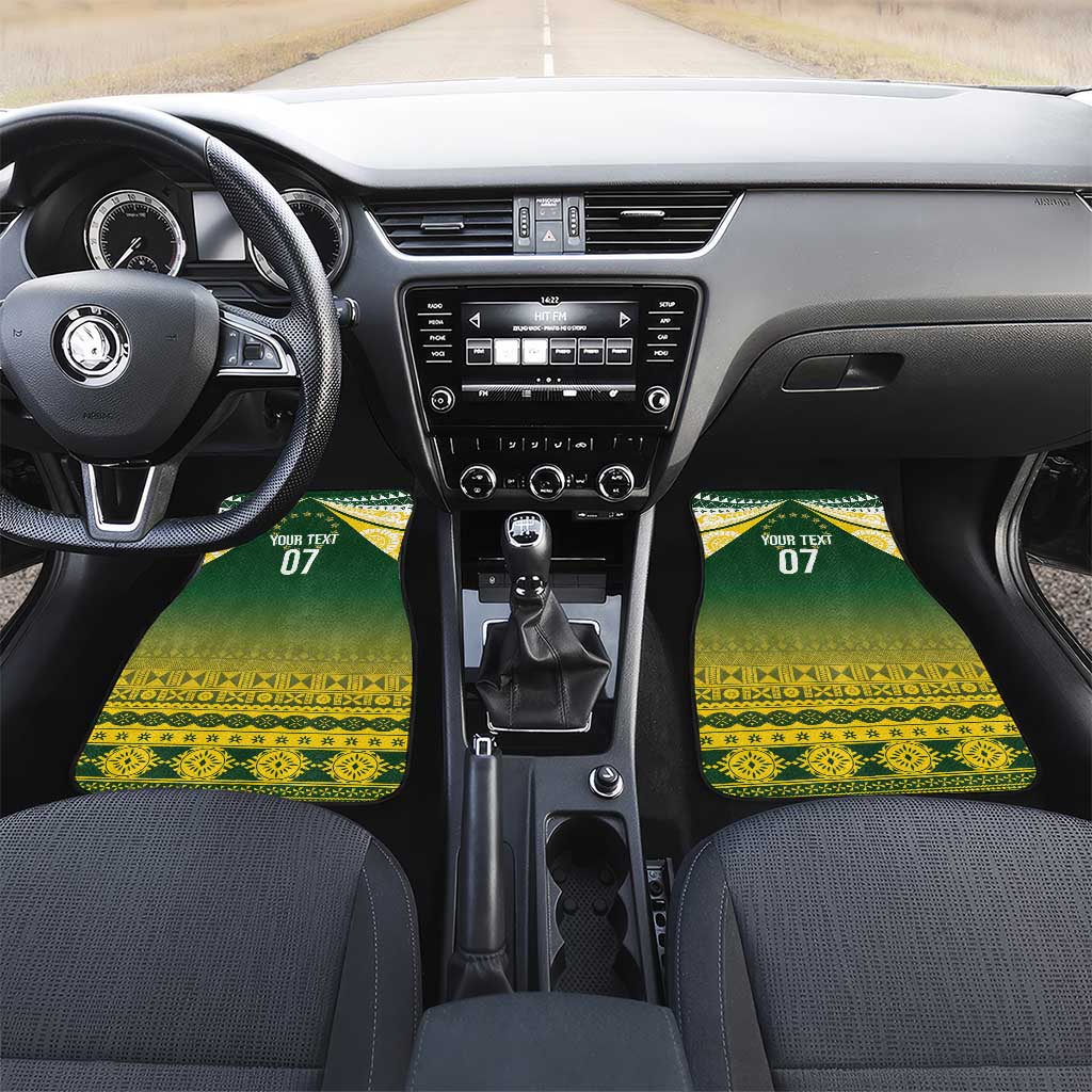 Cook Islands Rugby Custom Car Mats Kuki Avaiki LT7 Set 2pcs - Front Yellow Green - Polynesian Pride