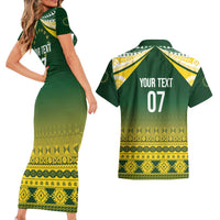 Cook Islands Rugby Custom Couples Matching Short Sleeve Bodycon Dress and Hawaiian Shirt Kuki Avaiki - Polynesian Pride