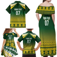 Cook Islands Rugby Custom Family Matching Off Shoulder Maxi Dress and Hawaiian Shirt Kuki Avaiki - Polynesian Pride