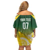 Cook Islands Rugby Custom Family Matching Off Shoulder Short Dress and Hawaiian Shirt Kuki Avaiki - Polynesian Pride