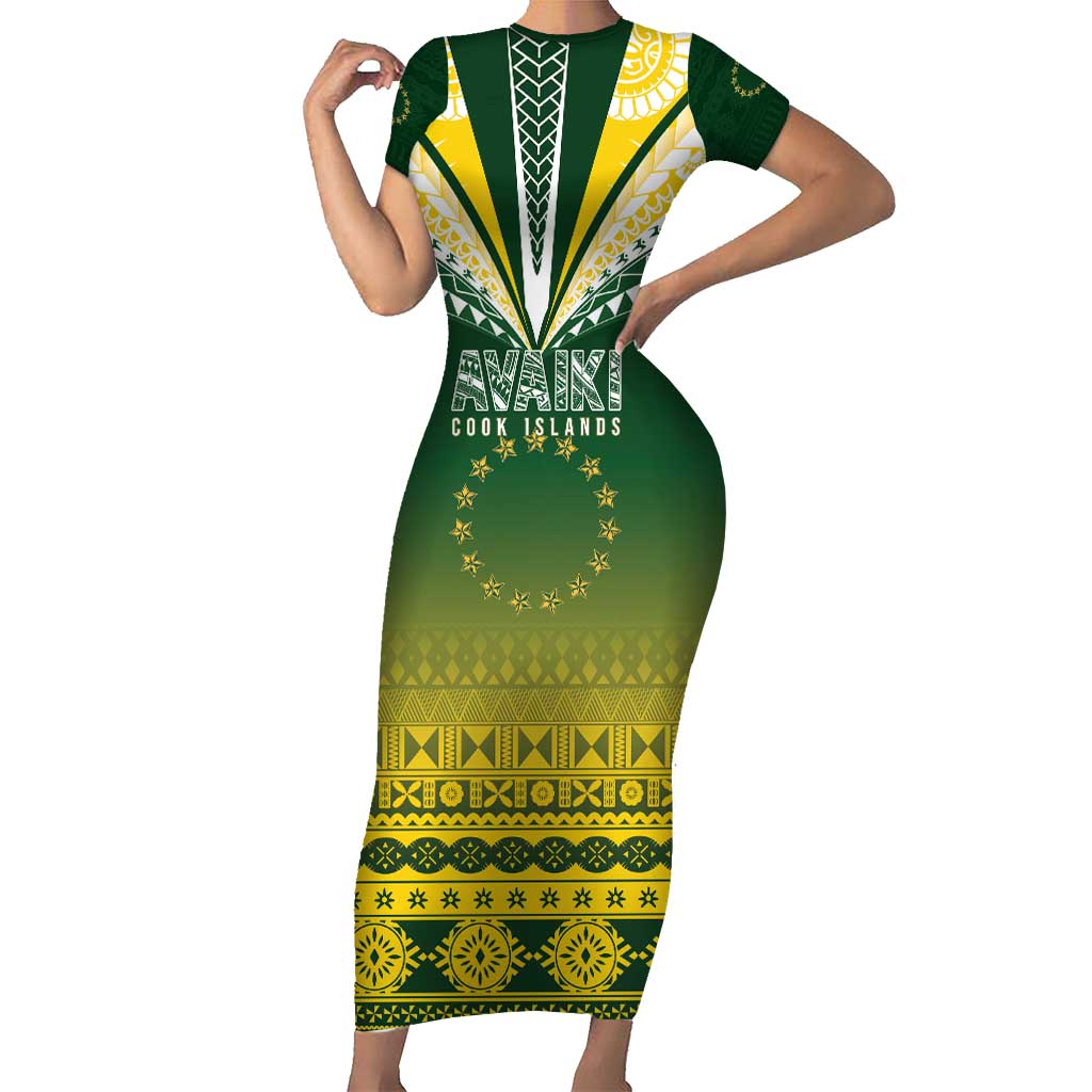 Cook Islands Rugby Custom Family Matching Short Sleeve Bodycon Dress and Hawaiian Shirt Kuki Avaiki - Polynesian Pride