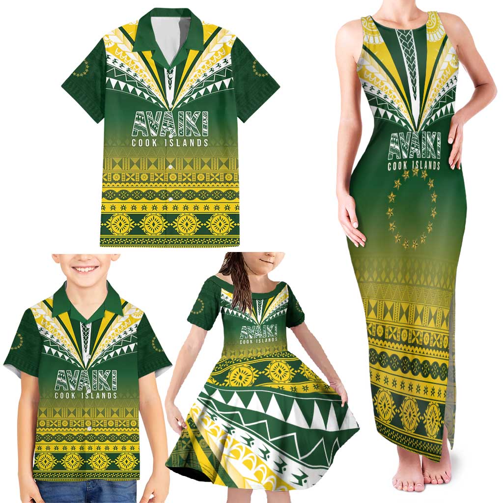 Cook Islands Rugby Custom Family Matching Tank Maxi Dress and Hawaiian Shirt Kuki Avaiki - Polynesian Pride