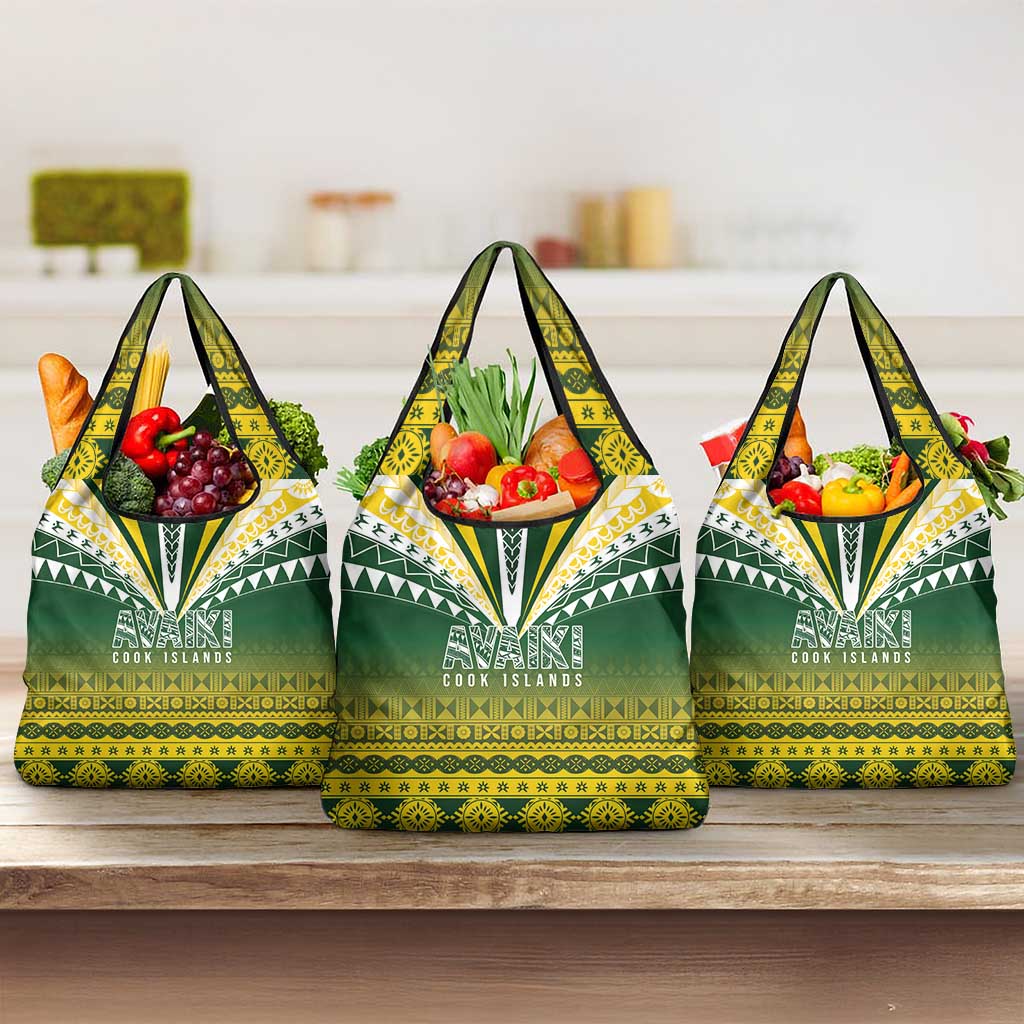 Cook Islands Rugby Grocery Bag Kuki Avaiki LT7 3-pack One Size Yellow Green - Polynesian Pride