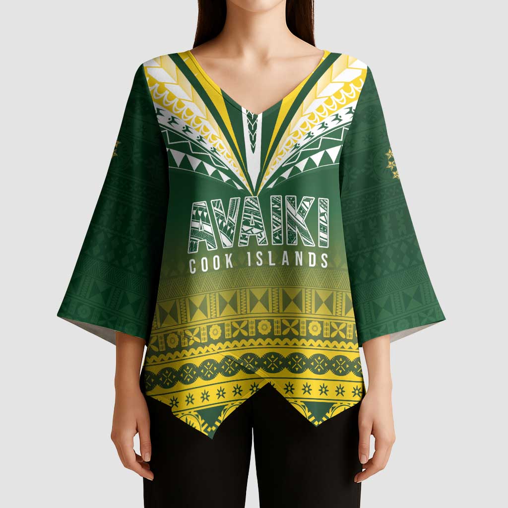 Cook Islands Rugby Custom Kimono Sleeve Blouse Kuki Avaiki - Polynesian Pride