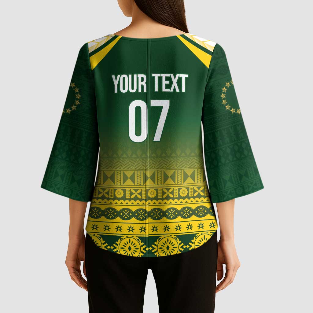 Cook Islands Rugby Custom Kimono Sleeve Blouse Kuki Avaiki - Polynesian Pride