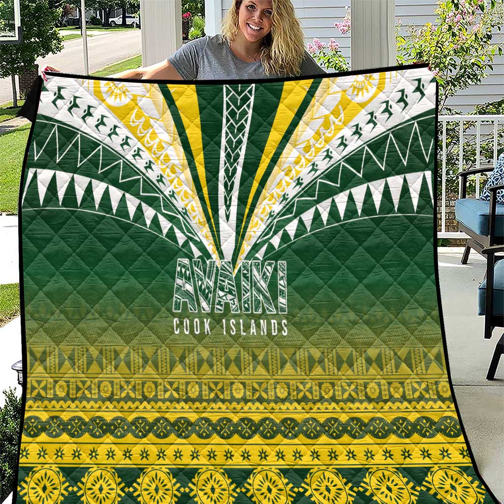 Cook Islands Rugby Quilt Kuki Avaiki LT7 Yellow Green - Polynesian Pride