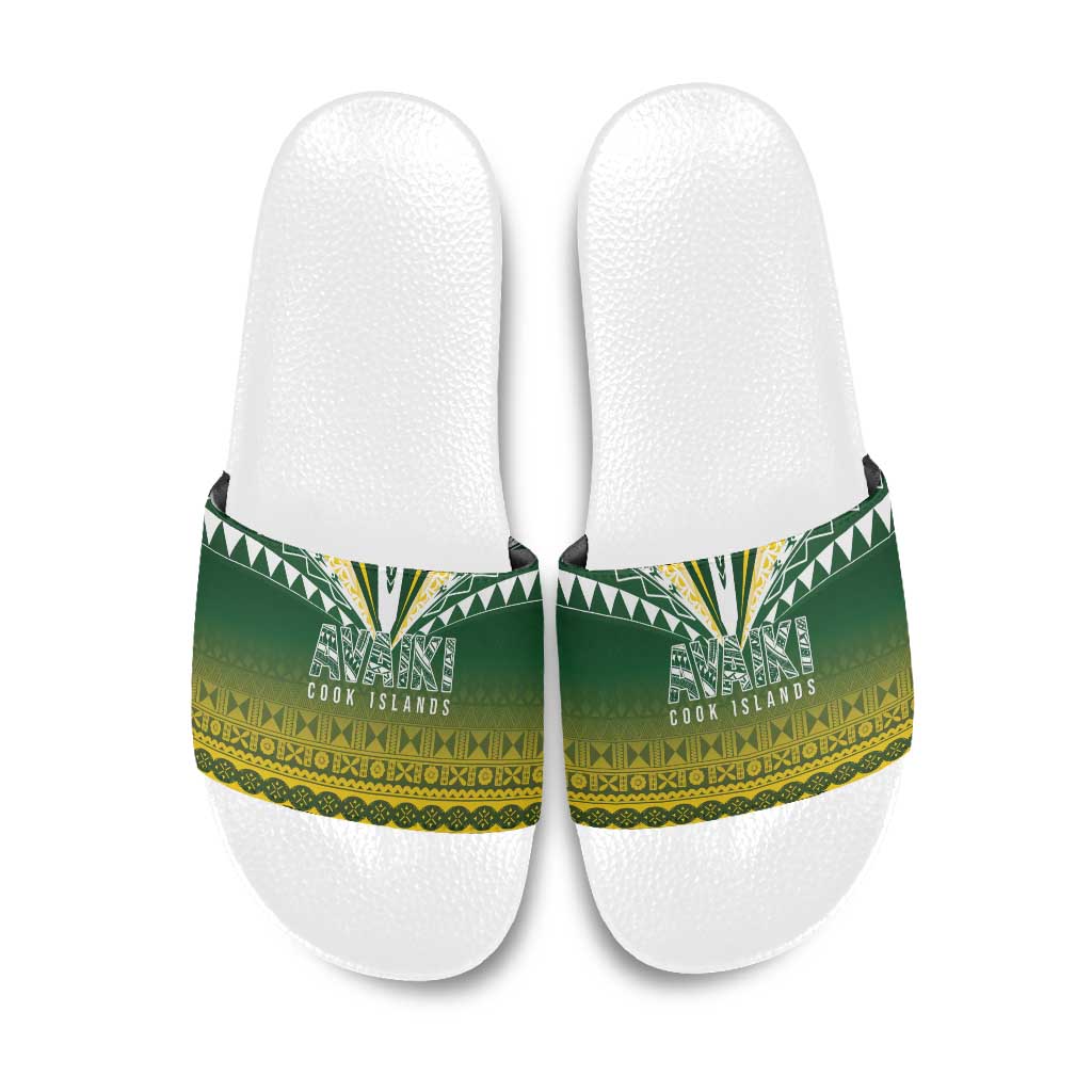 Cook Islands Rugby Slide Sandals Kuki Avaiki LT7 Yellow Green - Polynesian Pride