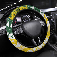 Cook Islands Rugby Steering Wheel Cover Kuki Avaiki LT7 Universal Fit Yellow Green - Polynesian Pride