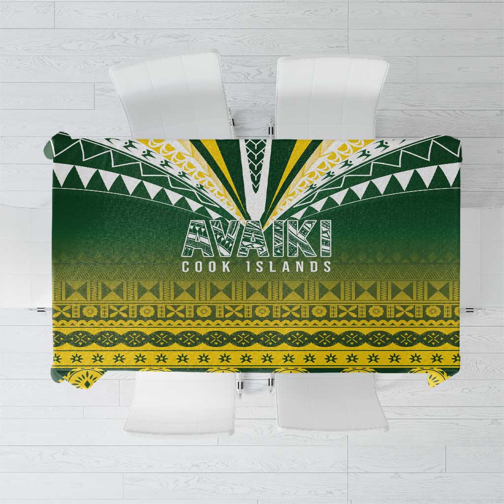 Cook Islands Rugby Tablecloth Kuki Avaiki LT7 Yellow Green - Polynesian Pride
