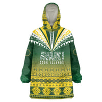 Cook Islands Rugby Custom Wearable Blanket Hoodie Kuki Avaiki LT7 One Size Yellow Green - Polynesian Pride