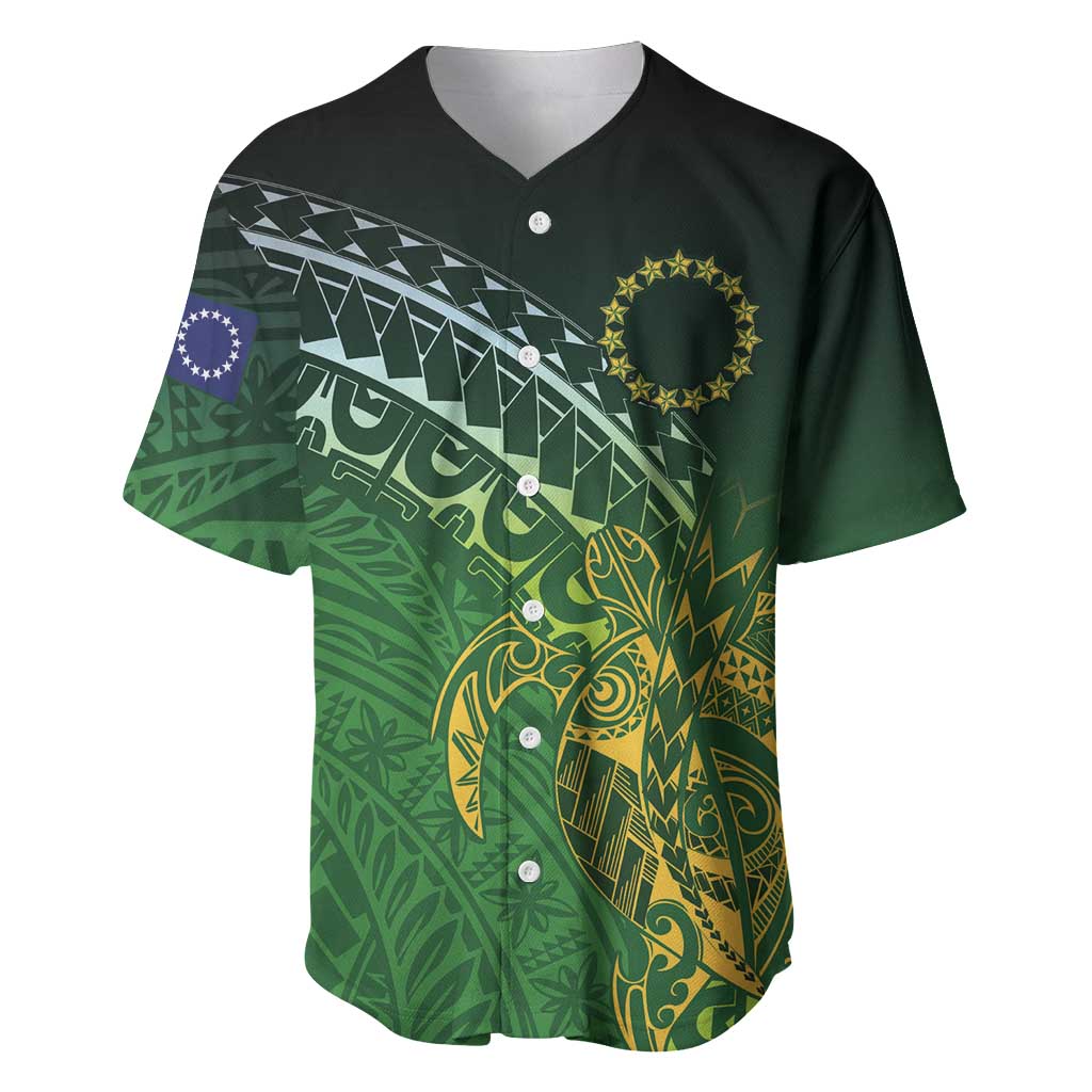 Cook Islands Rugby Kuki Avaiki Baseball Jersey Tribal Turtle LT7 Dark Green - Polynesian Pride