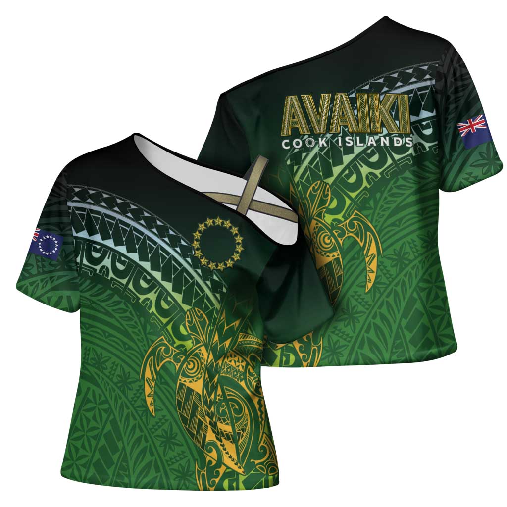 Cook Islands Rugby Kuki Avaiki Cross Shoulder Shirt Tribal Turtle - Polynesian Pride