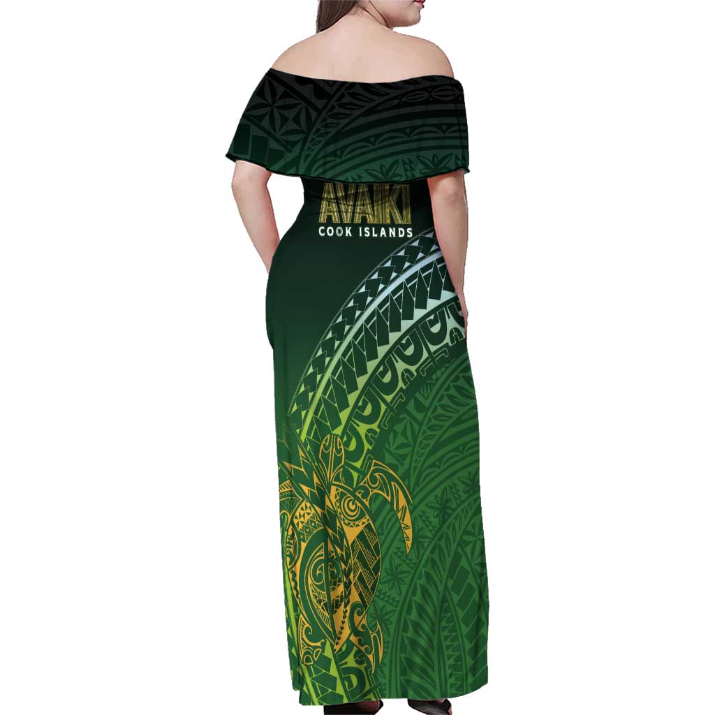 Cook Islands Rugby Kuki Avaiki Family Matching Off Shoulder Maxi Dress and Hawaiian Shirt Tribal Turtle - Polynesian Pride