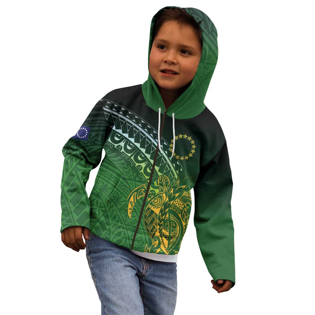Cook Islands Rugby Kuki Avaiki Kid Hoodie Tribal Turtle - Polynesian Pride