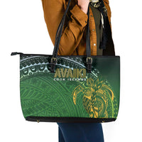 Cook Islands Rugby Kuki Avaiki Leather Tote Bag Tribal Turtle LT7 - Polynesian Pride