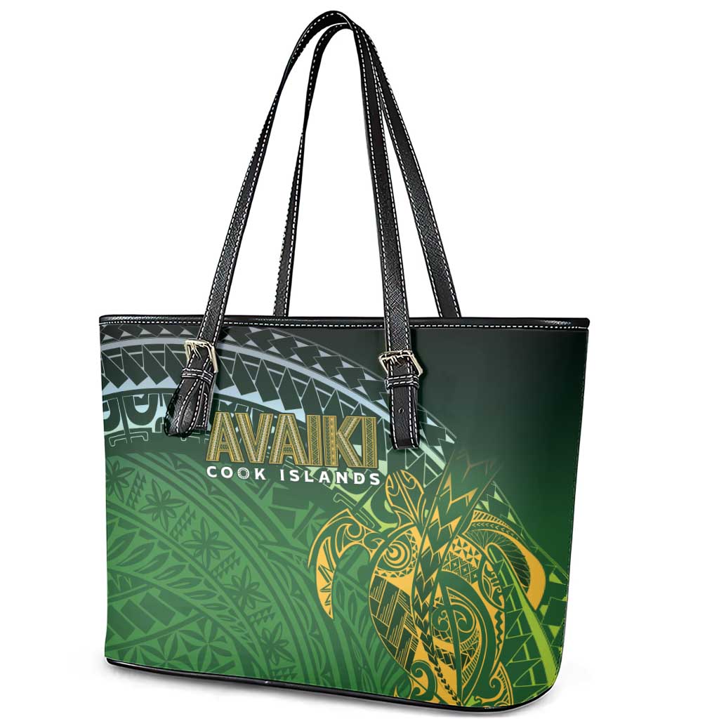 Cook Islands Rugby Kuki Avaiki Leather Tote Bag Tribal Turtle LT7 - Polynesian Pride