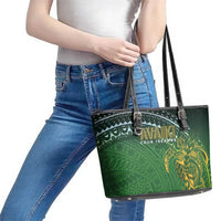 Cook Islands Rugby Kuki Avaiki Leather Tote Bag Tribal Turtle LT7 - Polynesian Pride
