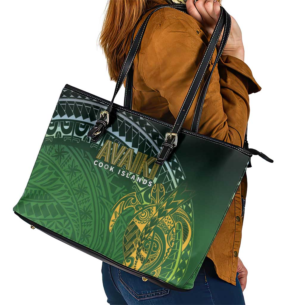 Cook Islands Rugby Kuki Avaiki Leather Tote Bag Tribal Turtle LT7 - Polynesian Pride