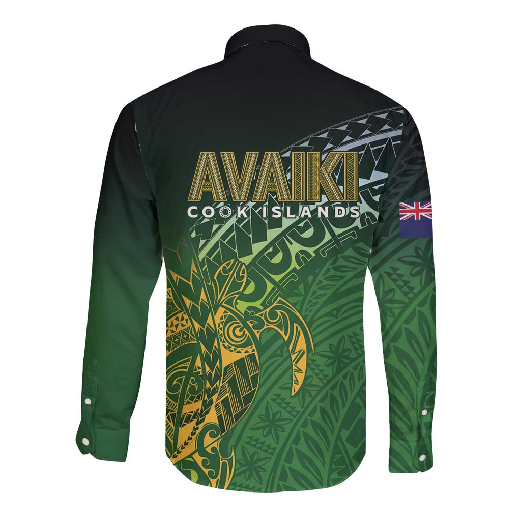Cook Islands Rugby Kuki Avaiki Long Sleeve Button Shirt Tribal Turtle LT7 - Polynesian Pride