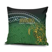Cook Islands Rugby Kuki Avaiki Pillow Cover Tribal Turtle LT7 Dark Green - Polynesian Pride