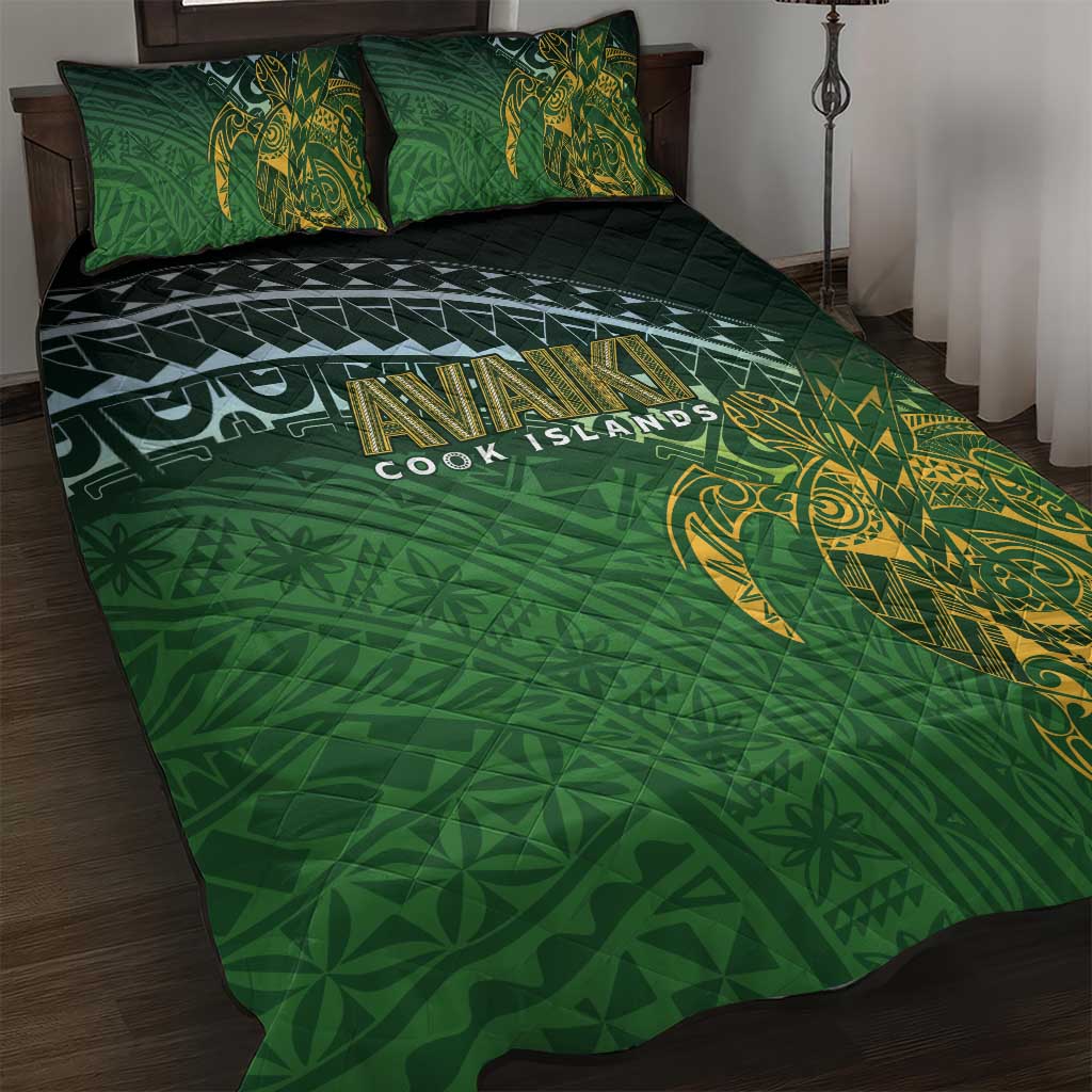 Cook Islands Rugby Kuki Avaiki Quilt Bed Set Tribal Turtle - Polynesian Pride