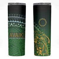 Cook Islands Rugby Kuki Avaiki Skinny Tumbler Tribal Turtle LT7 Dark Green - Polynesian Pride