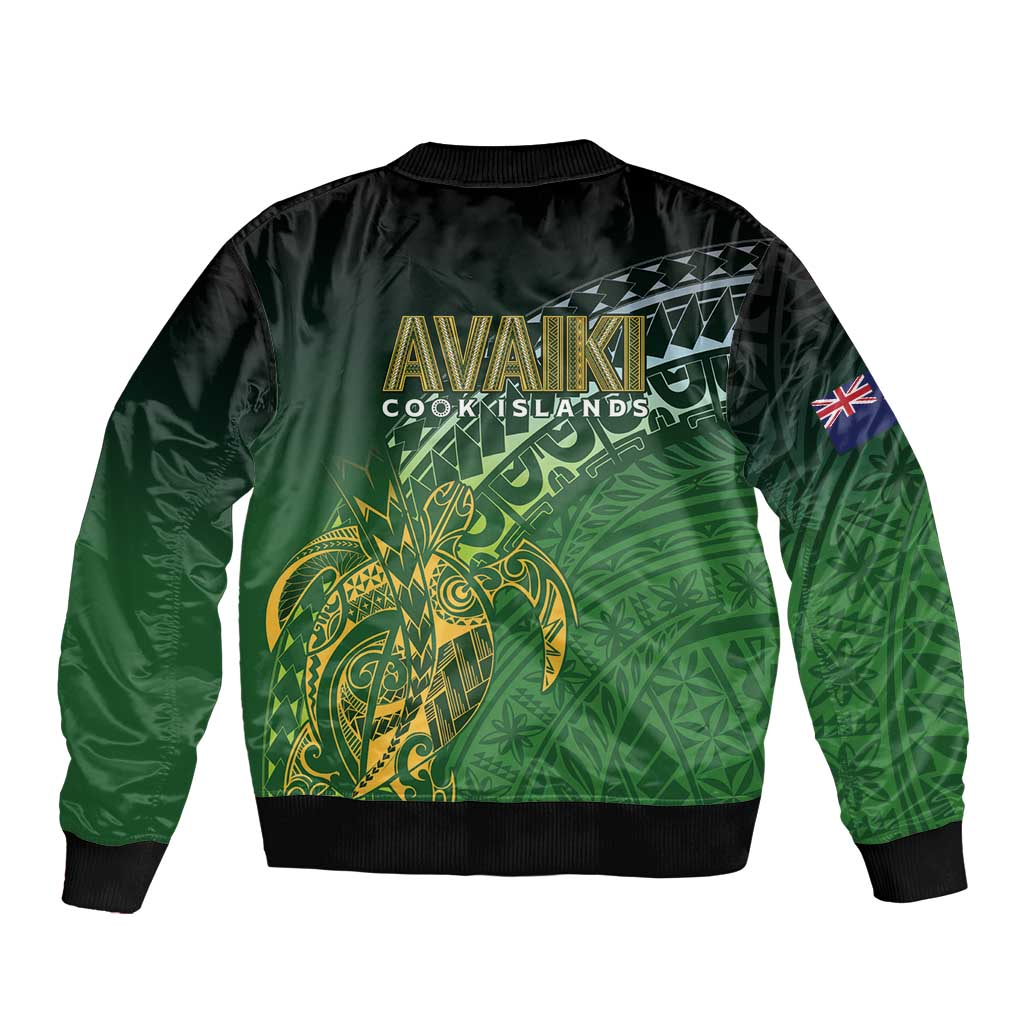 Cook Islands Rugby Kuki Avaiki Sleeve Zip Bomber Jacket Tribal Turtle LT7 - Polynesian Pride