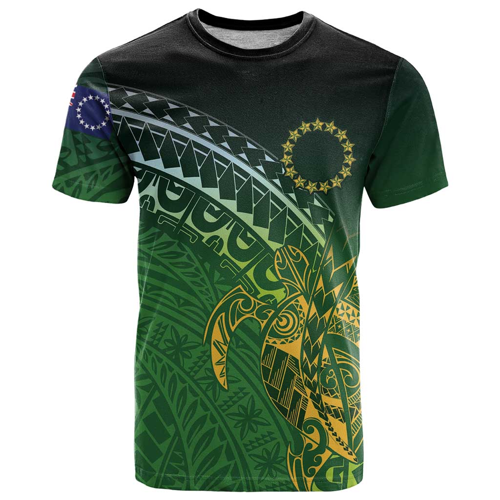 Cook Islands Rugby Kuki Avaiki T Shirt Tribal Turtle LT7 Dark Green - Polynesian Pride