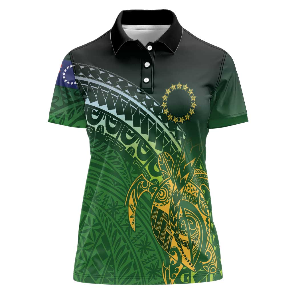 Cook Islands Rugby Kuki Avaiki Women Polo Shirt Tribal Turtle - Polynesian Pride