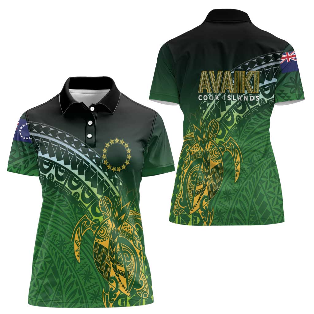 Cook Islands Rugby Kuki Avaiki Women Polo Shirt Tribal Turtle - Polynesian Pride