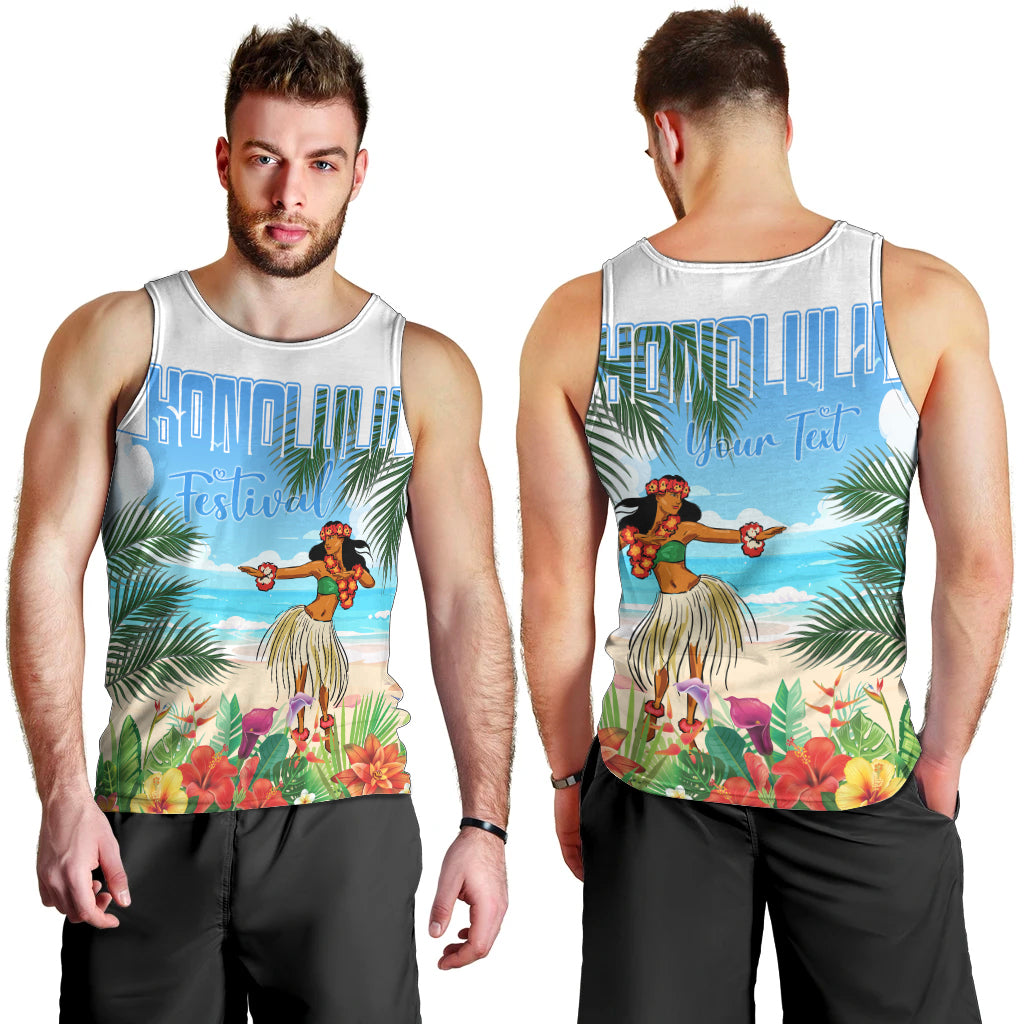 Personalised Hawaii Hula Girl Men Tank Top Honolulu Festival LT7 - Polynesian Pride