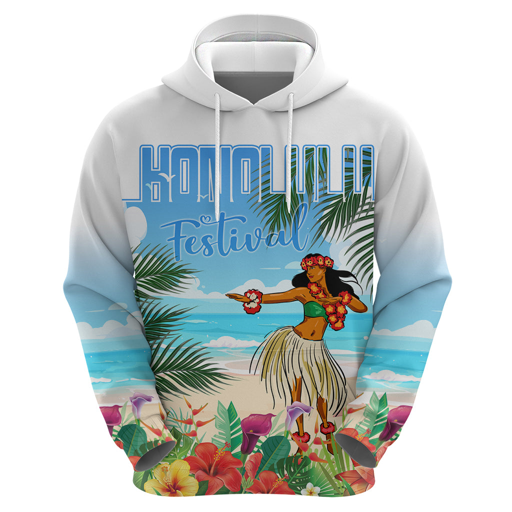Personalised Hawaii Hula Girl Zip Hoodie Honolulu Festival LT7 - Polynesian Pride