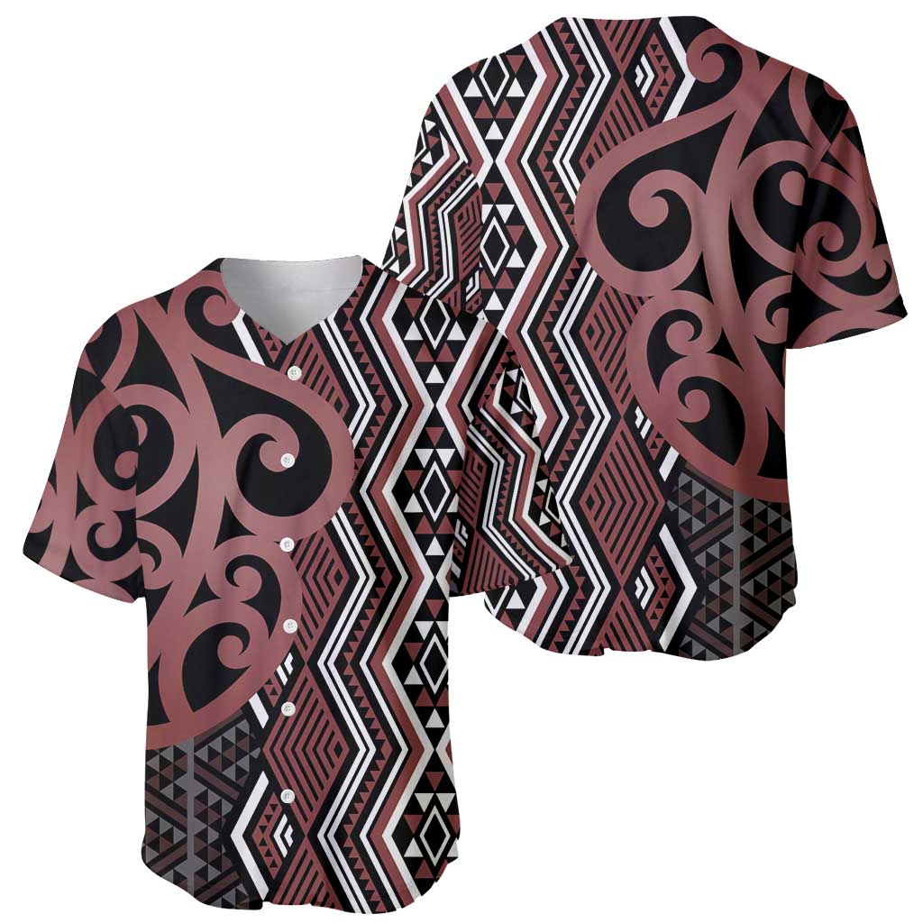 Maori Taniko Patterns Baseball Jersey Brown Patiki Motifs Mix Whakairo Ngaru LT7 - Polynesian Pride