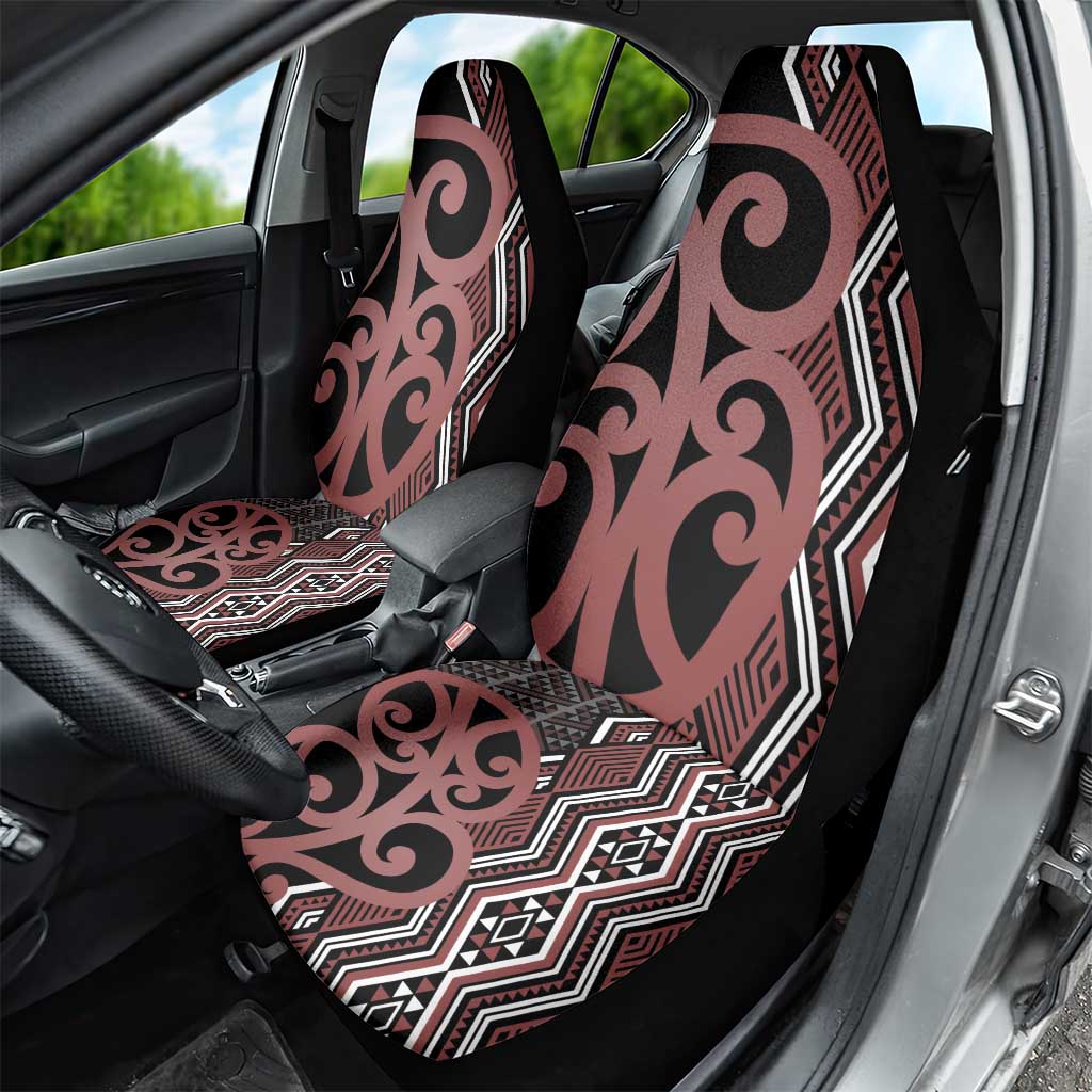 Maori Taniko Patterns Car Seat Cover Brown Patiki Motifs Mix Whakairo Ngaru