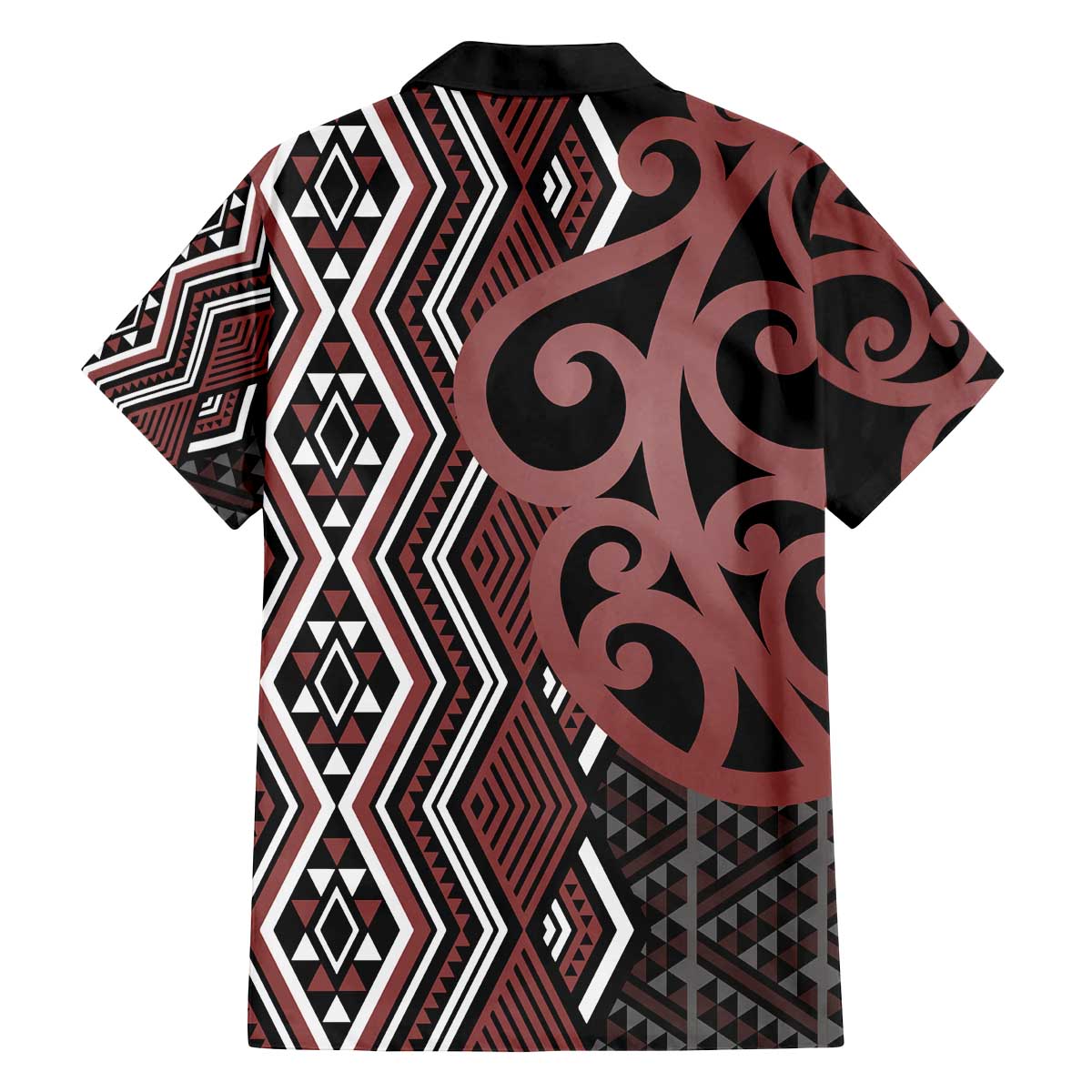 Maori Taniko Patterns Family Matching Off The Shoulder Long Sleeve Dress and Hawaiian Shirt Brown Patiki Motifs Mix Whakairo Ngaru